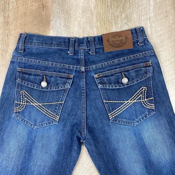 AKDMKS Jeans Wm Sz 16 Distressed Embroidered - Picture 6 of 11